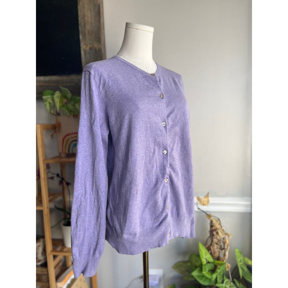 Vintage Y2K Cardigan Sweater Purple Silk Cashmere Blend Size Large